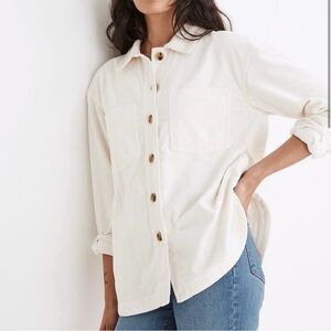 Madewell Corduroy Kentwood Oversized Shirt-Jacket - Lighthouse Cream - XXS